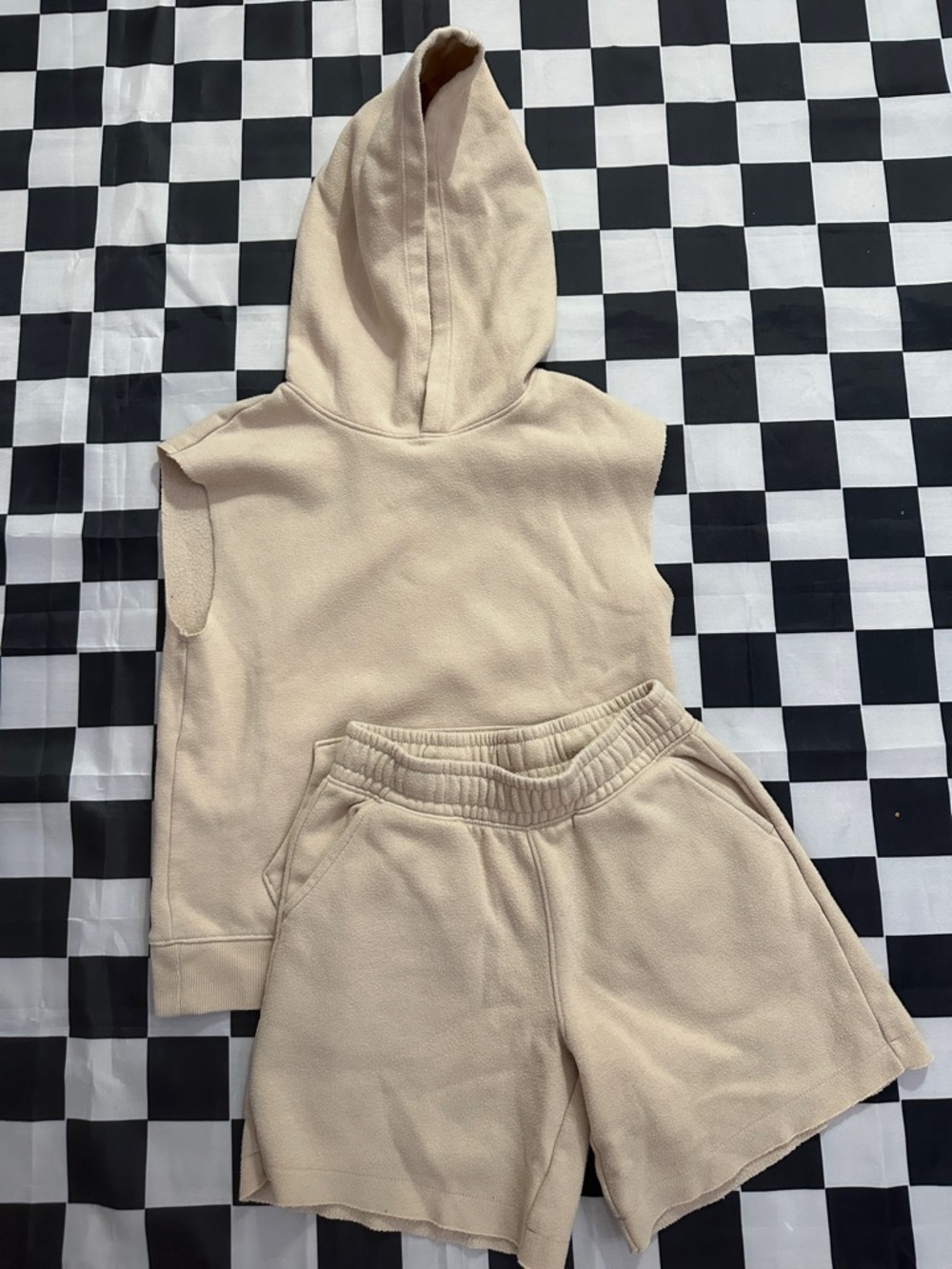Art Class Beige Hooded Sleeveless Top and Shorts Matching Set 6-7